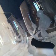 Set of 6 engraved crystal glasses