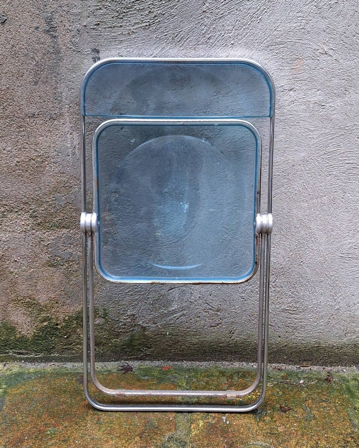 Plia chair in blue plexiglass by Giancarlo Piretti for Castelli