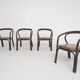 Set of 4 Manou dining chairs with leather seating, The Netherlands 1970's