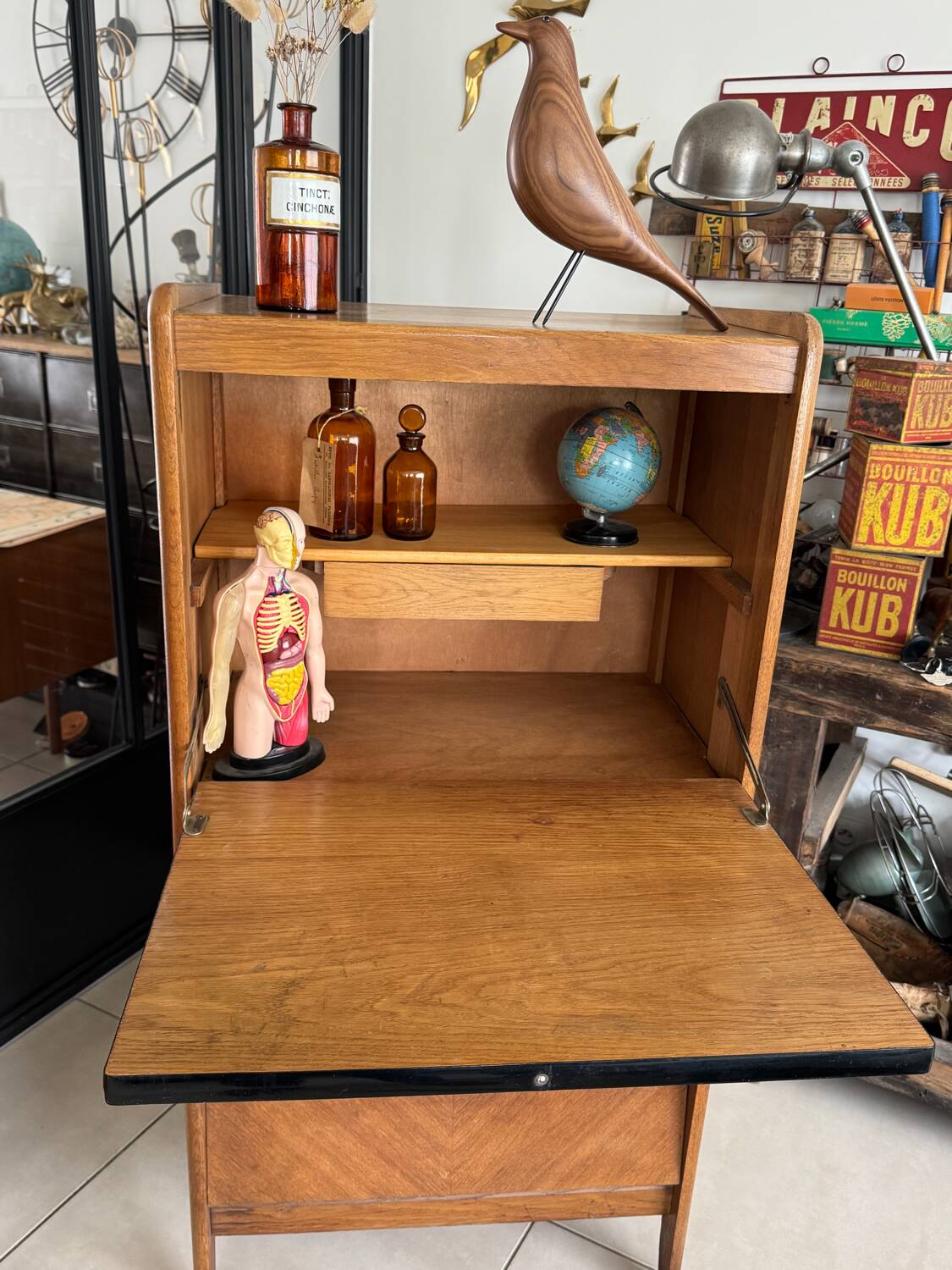 Vintage wooden secretary desk from the 50s