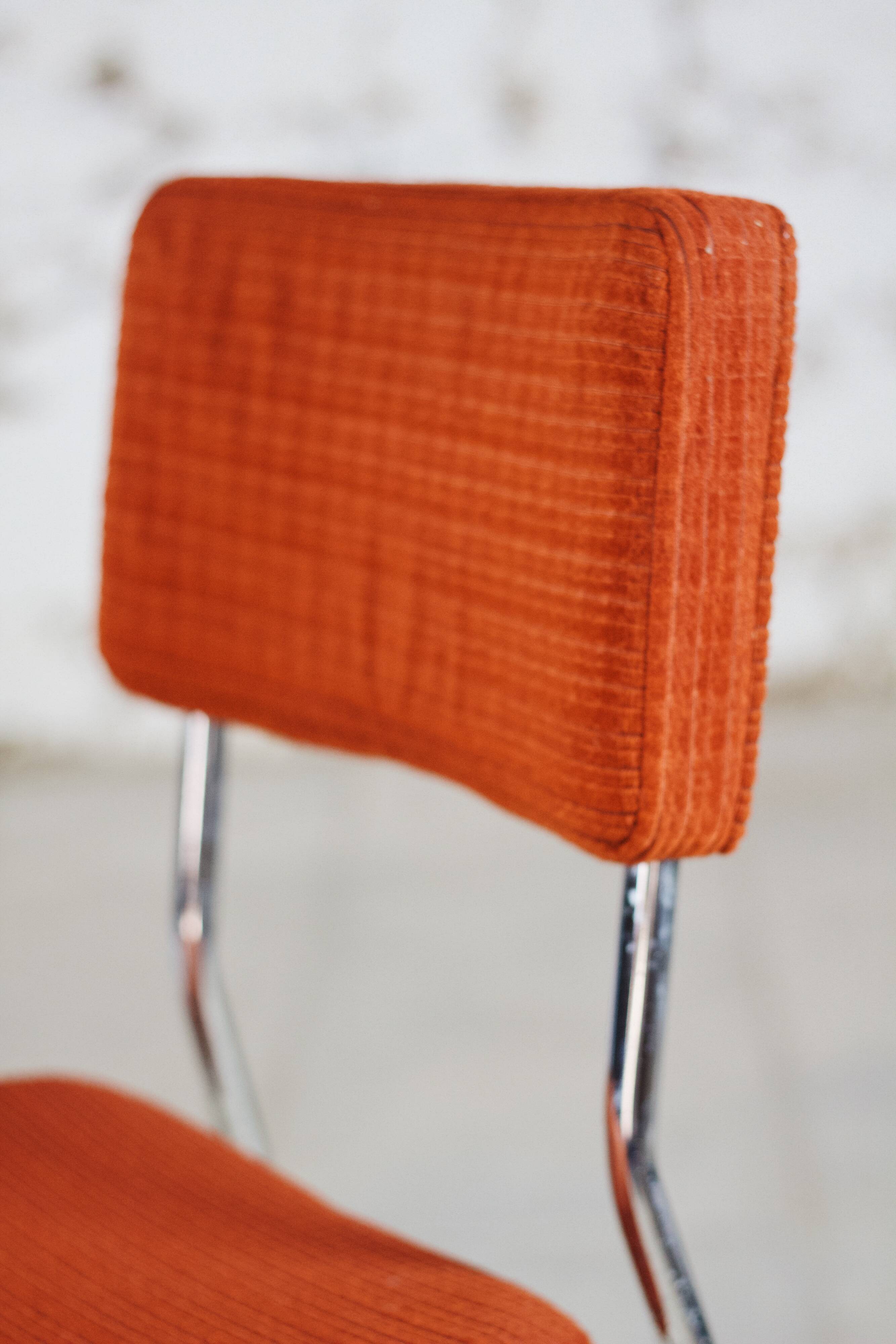 Vintage orange velvet chair, 1970