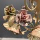 Italian Tole and Ceramic Rose Chandelier