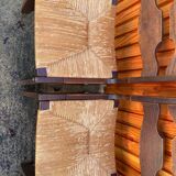 6 Guillerme and Chambron straw wood chairs