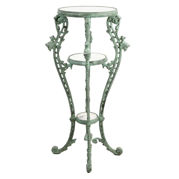 Sellette en fonte patinée à plateaux en marbre