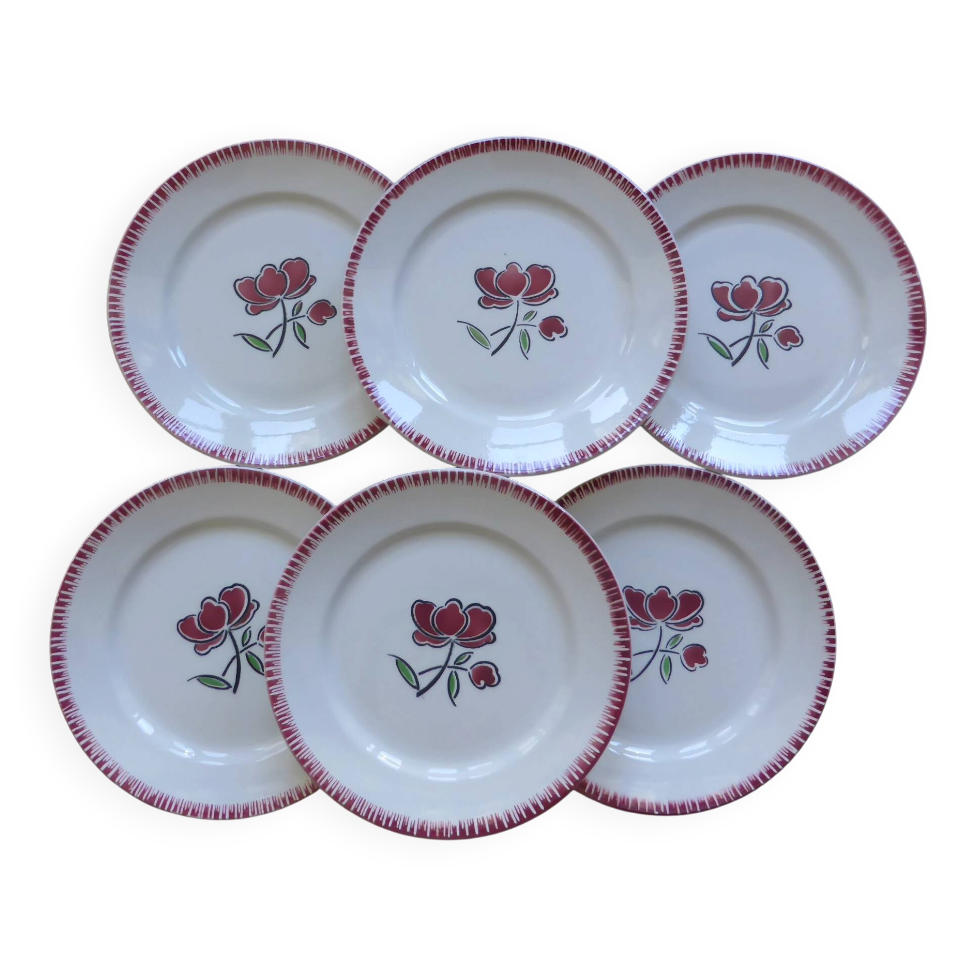 6 vintage flat plates from Badonviller 200825