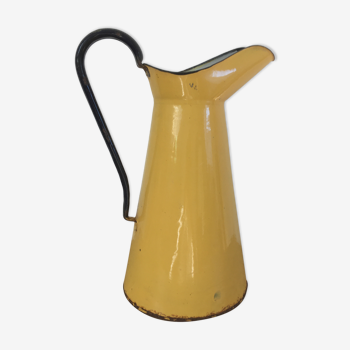 Mustard yellow enamelled sheet metal pitcher