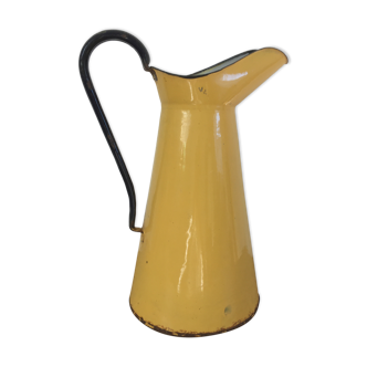 Mustard yellow enamelled sheet metal pitcher