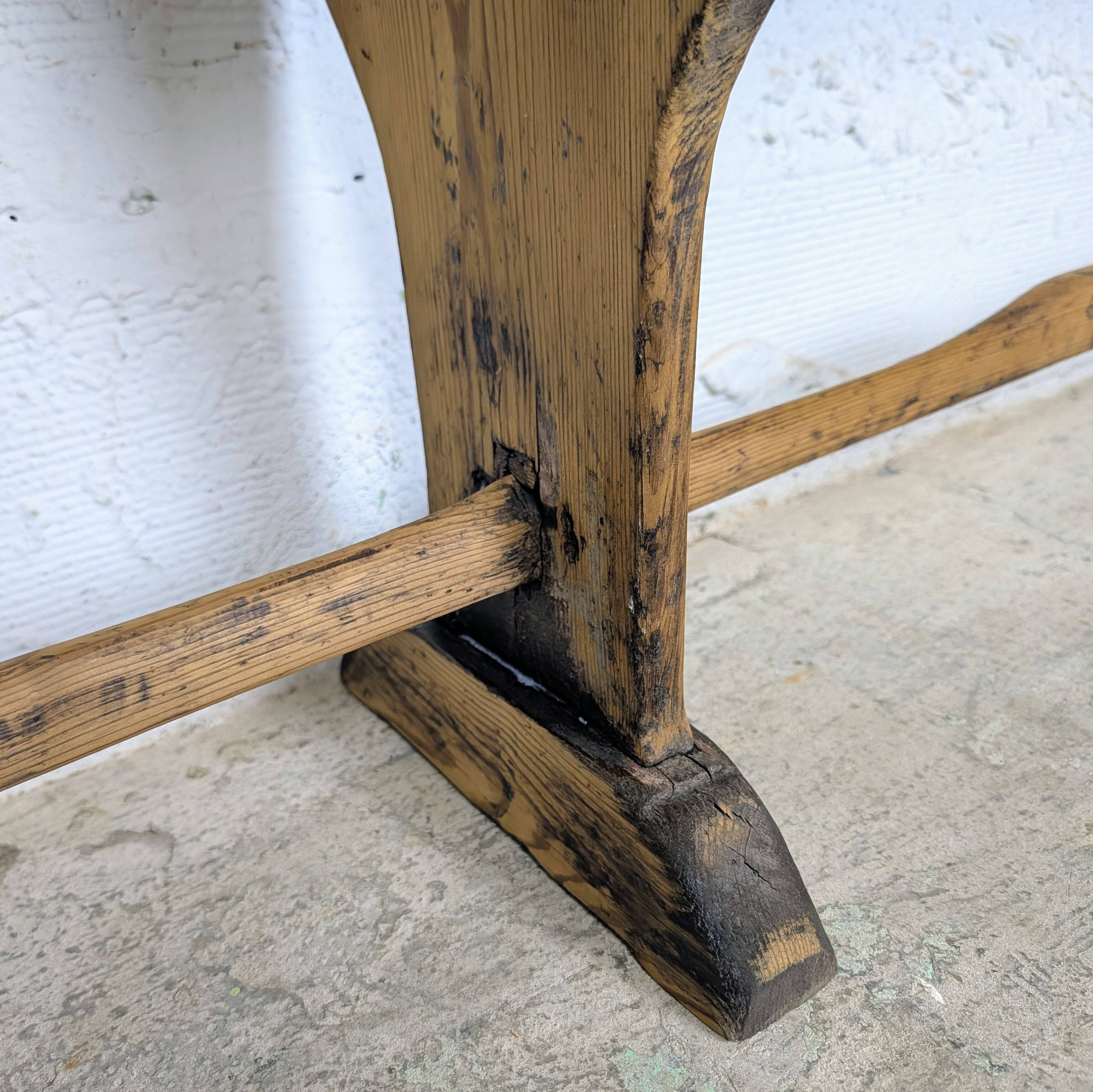 Old farmhouse bench in raw wood