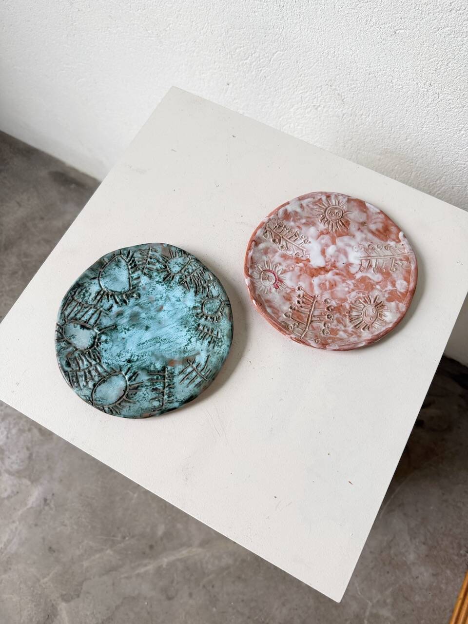 Pair of Vallauris ceramic dinner plates