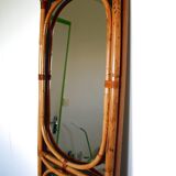 Pair of large vintage rattan mirrors from the 70s