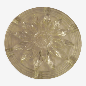 Dessous de plat rond en verre pressé/moulé décor "étoile"