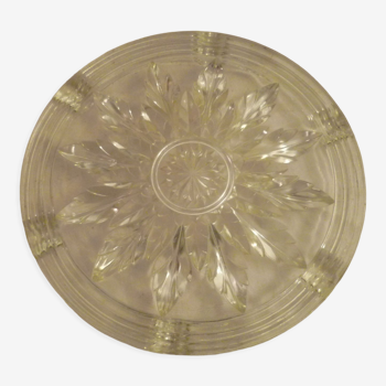 Round glass coaster pressed/molded "star" decoration