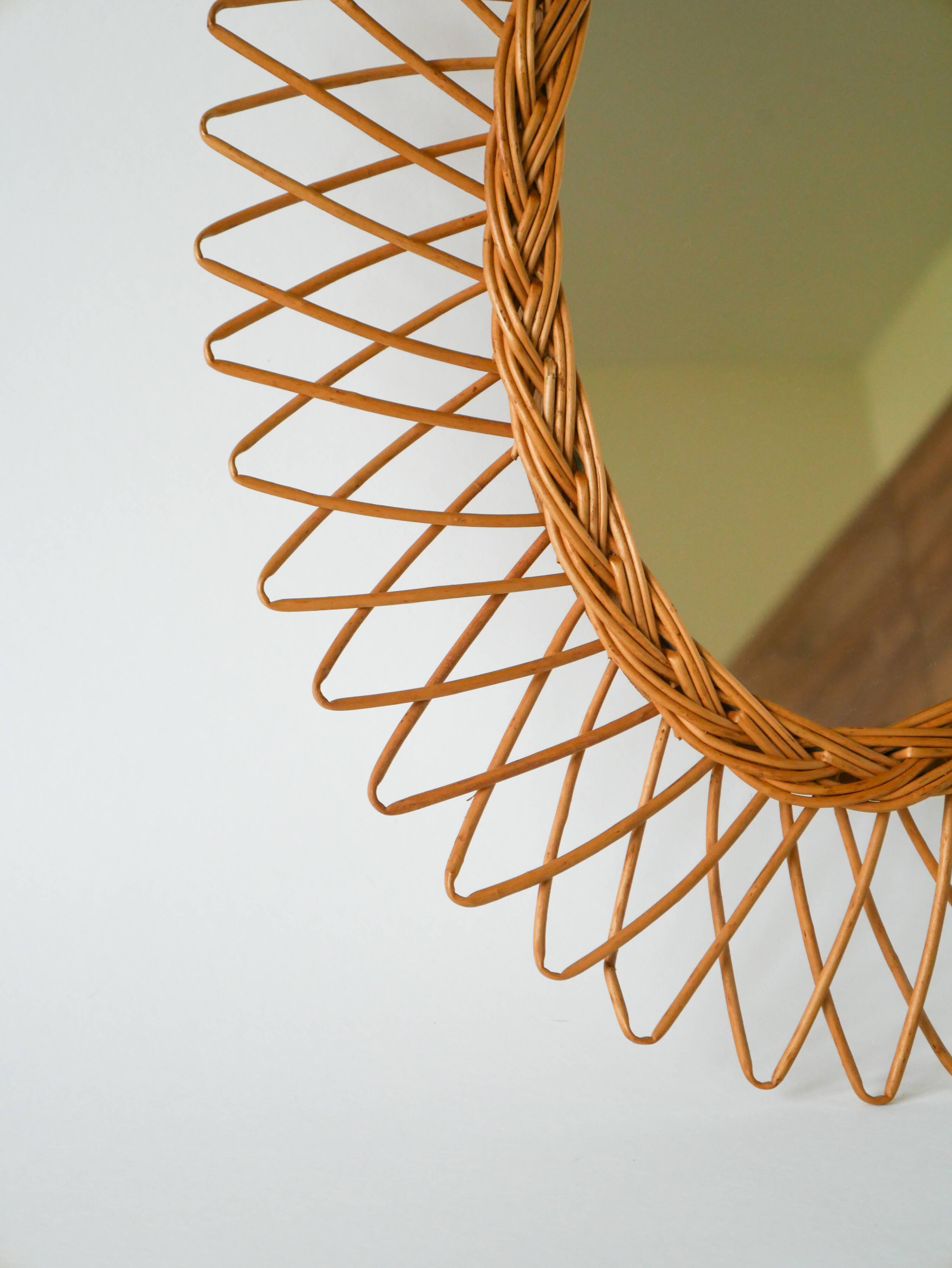 Vintage rattan mirror, 1960s