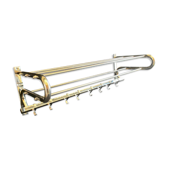 Shelf towel rack bathroom nickel-plated brass vintage art deco original