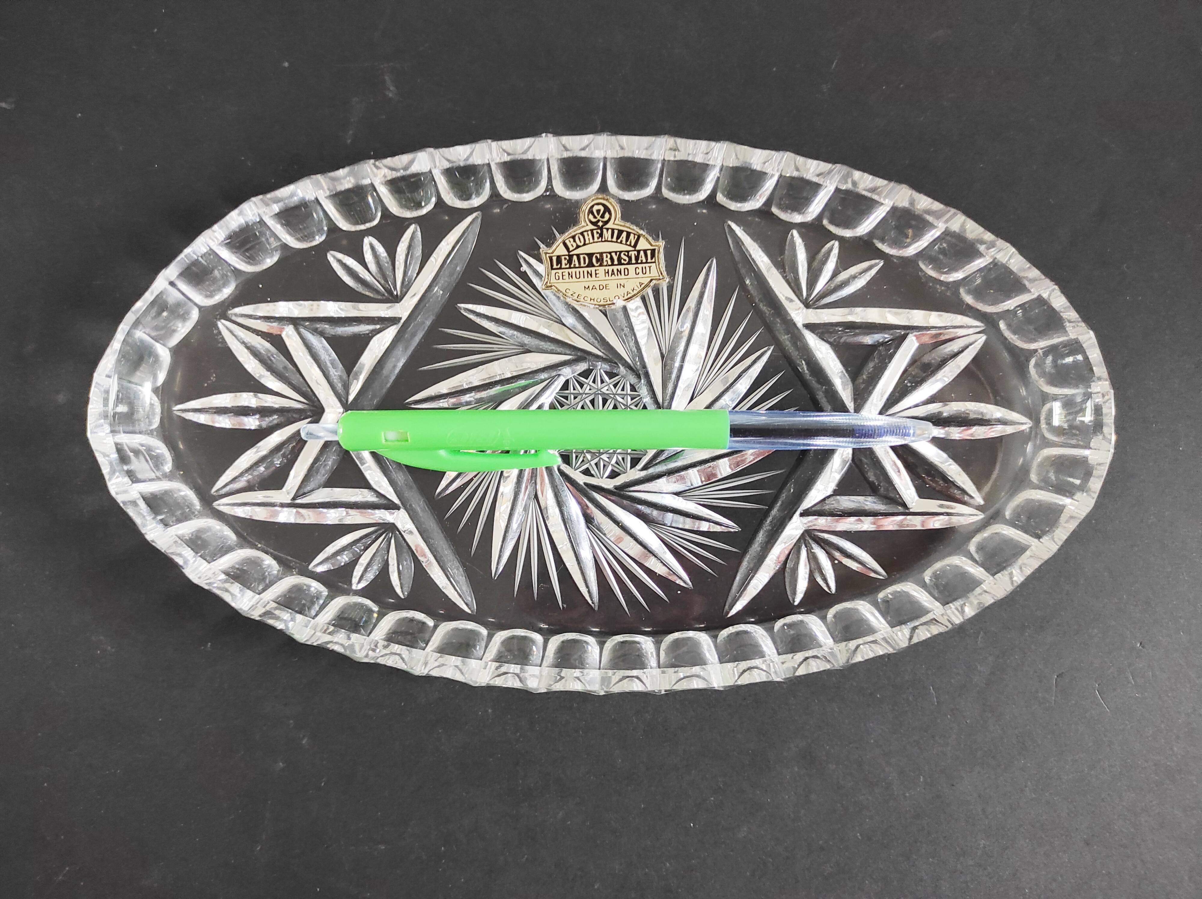 Bohemian crystal oval dish 22.5 x 12 cm