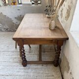 Paneled walnut desk with turned legs, 1900