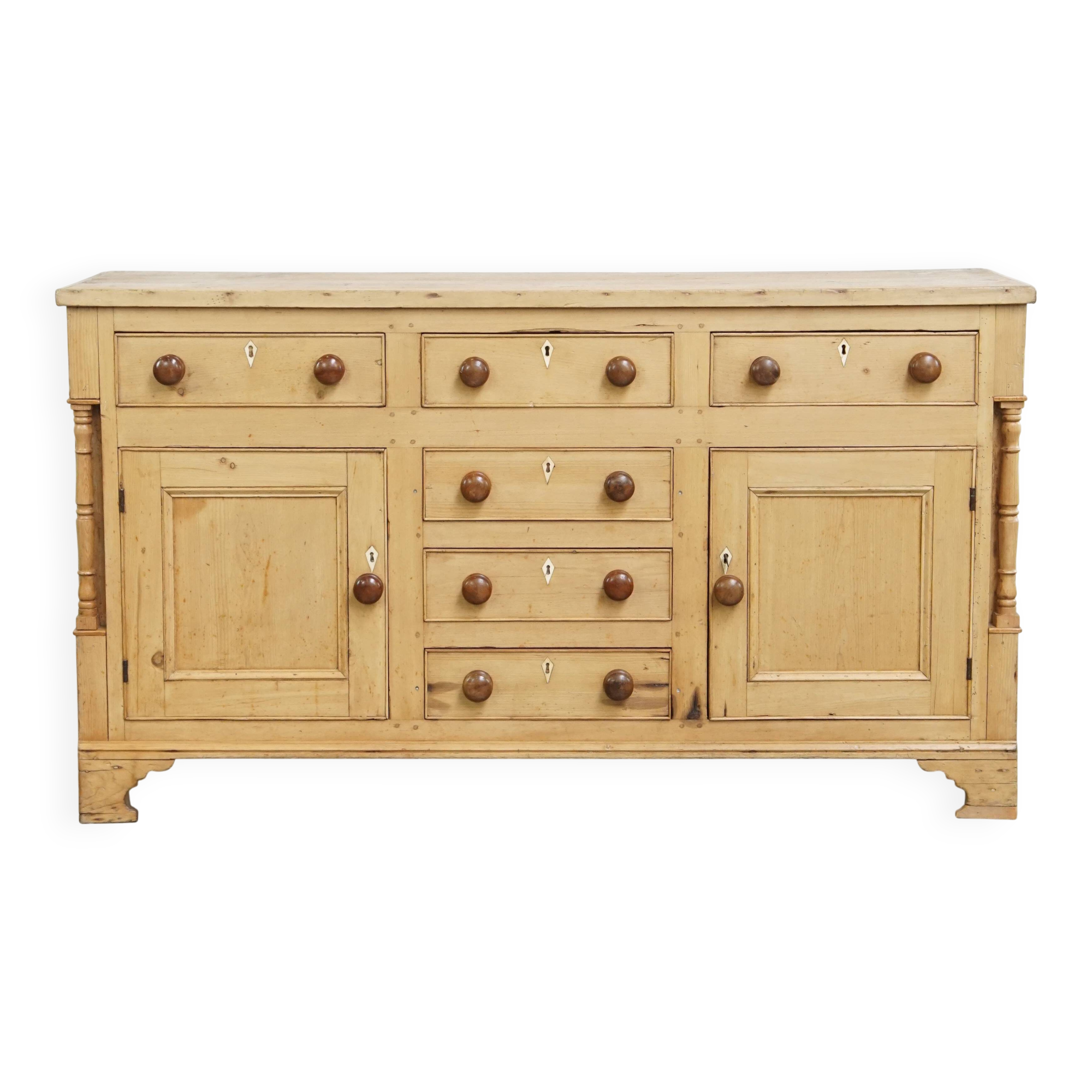 Antique English Sideboard/ Counter from the Early 19th Century in Pine Wood