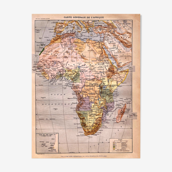 Lithographie carte générale de l’Afrique 1897