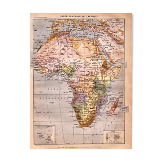 Lithographie carte générale de l’Afrique 1897