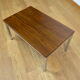 Table basse vintage bois & chrome 1970