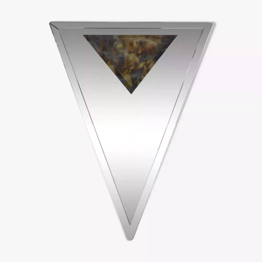 Beveled and triangular art deco mirror 59 x 76 cm