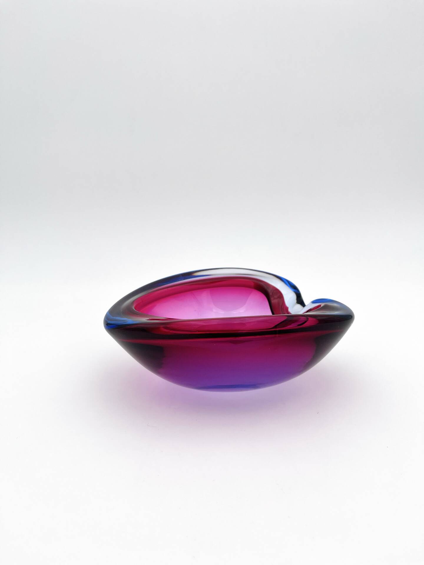 Pocket Glass Murano Flavio Poli Sommerso Fuchsia Blue 17cm