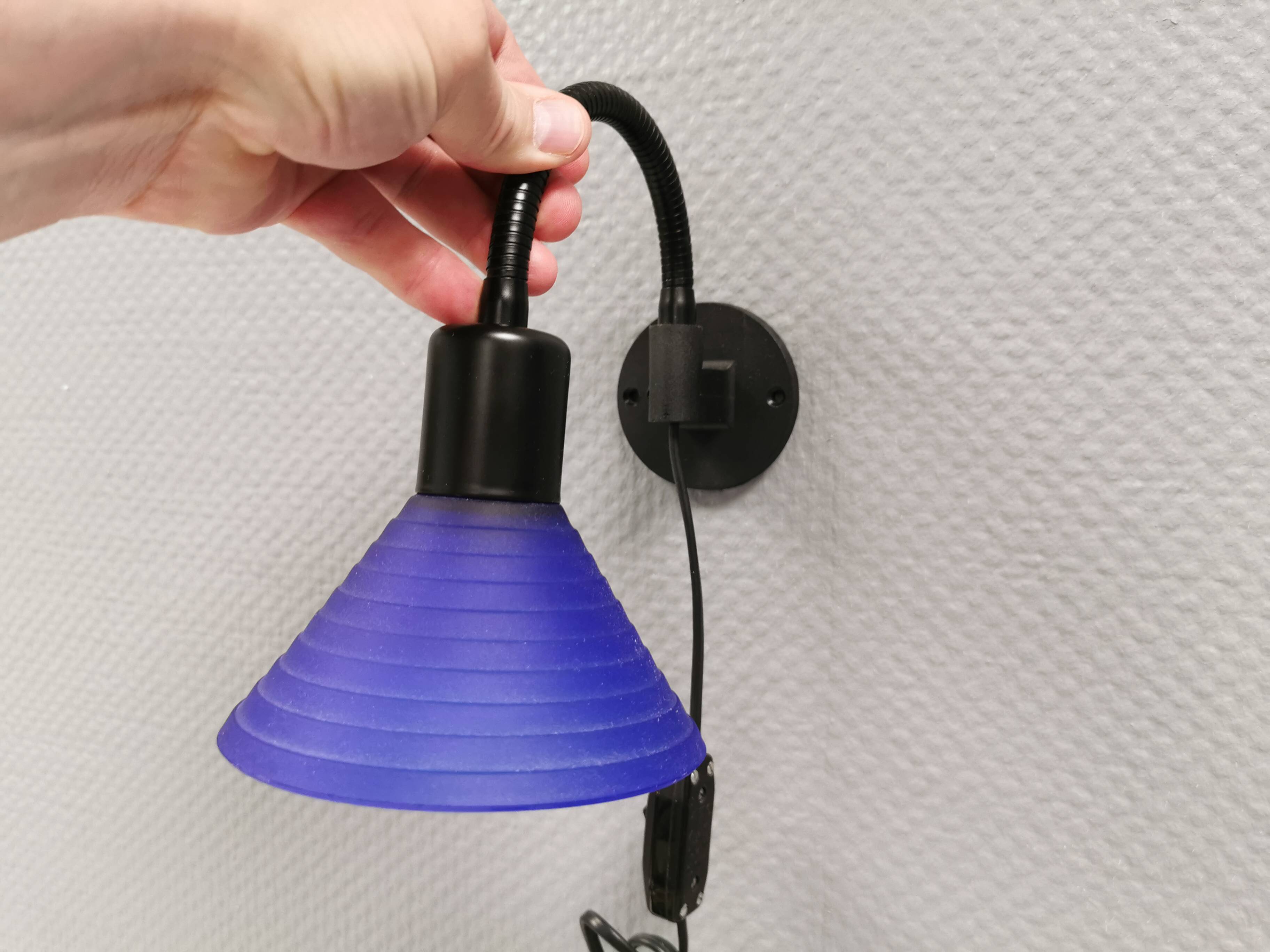 A set of wall lamps with blue glass shades from Danske Design-Light, 1980s.