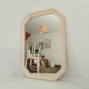 Vintage octagonal white lacquered mirror