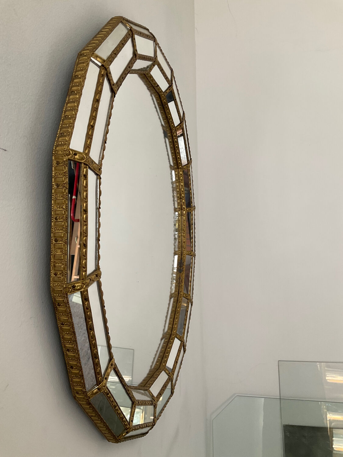 Vintage mirror in brass and parcloses 60s