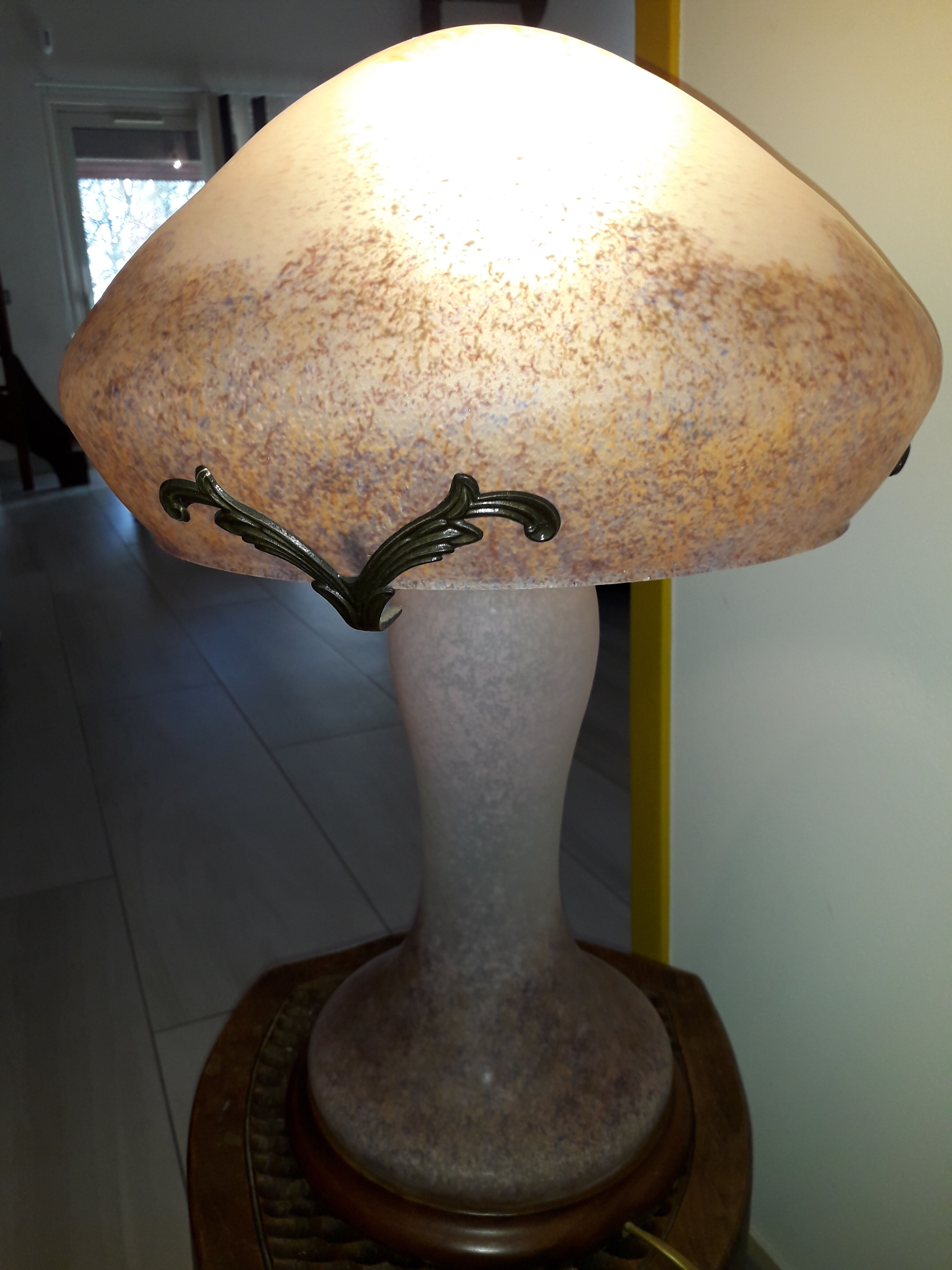 Lampe champignon pâte de verre