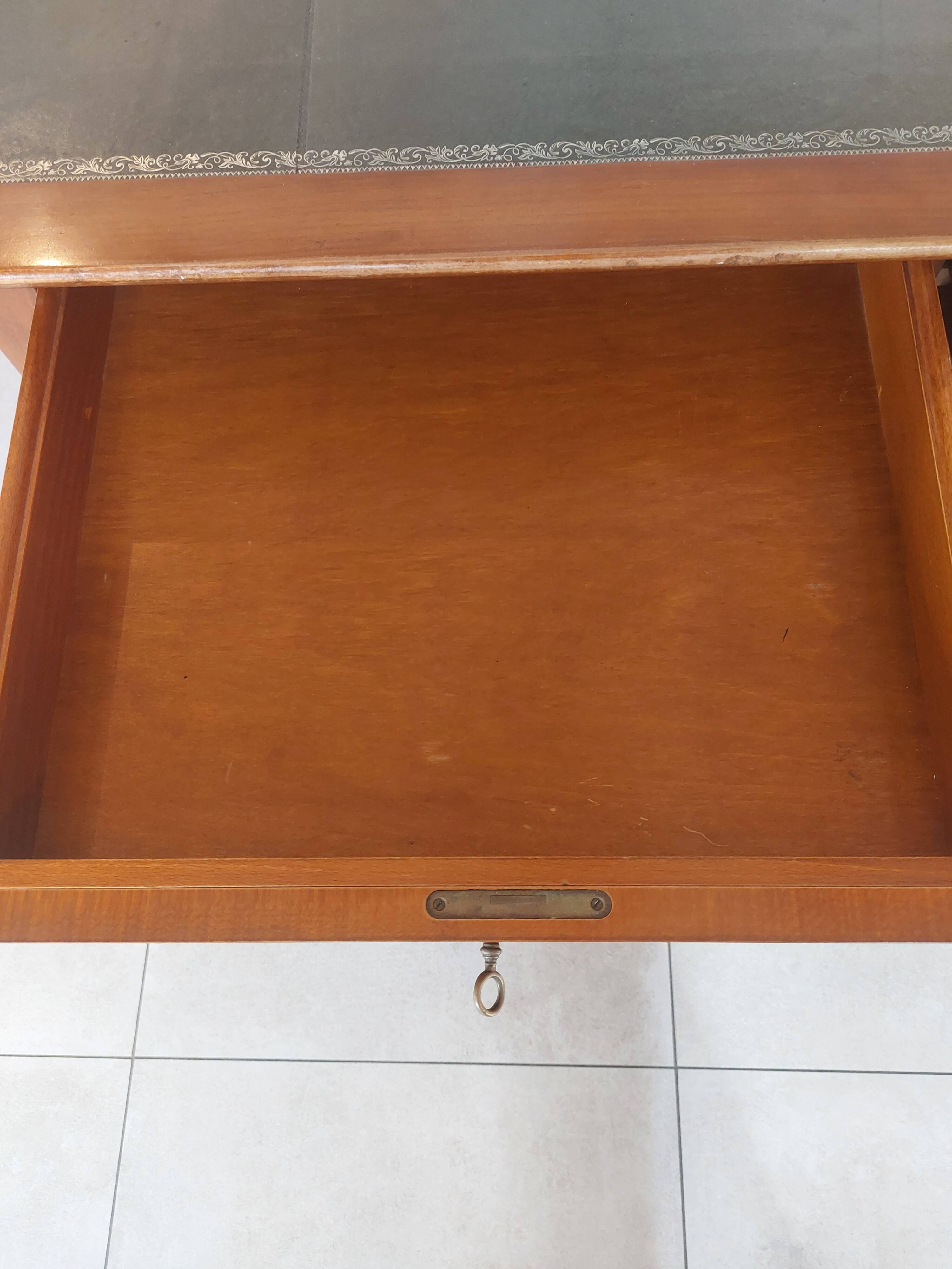 Wooden desk, leather top, extensions