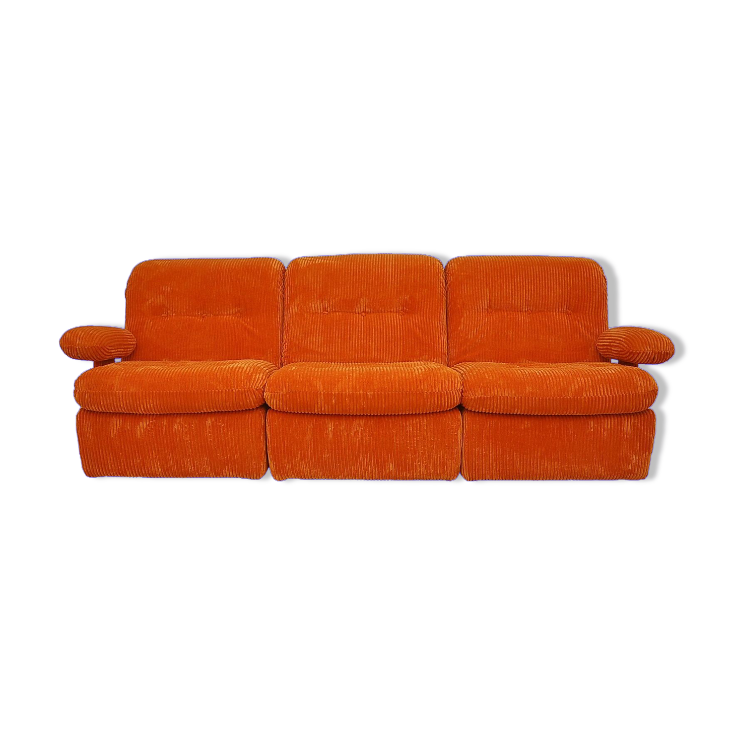 Orange corduroy modular sofa, 1970s.