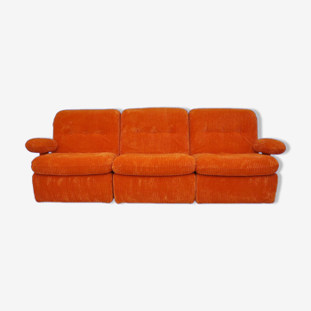 Orange corduroy modular sofa, 1970s.