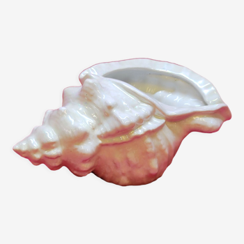 Coupelle vide poche vintage forme de coquillage conque conch shell blanc irisé