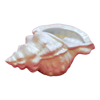 Coupelle vide poche vintage forme de coquillage conque conch shell blanc irisé