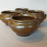 4 bowls with handles in gilded stoneware