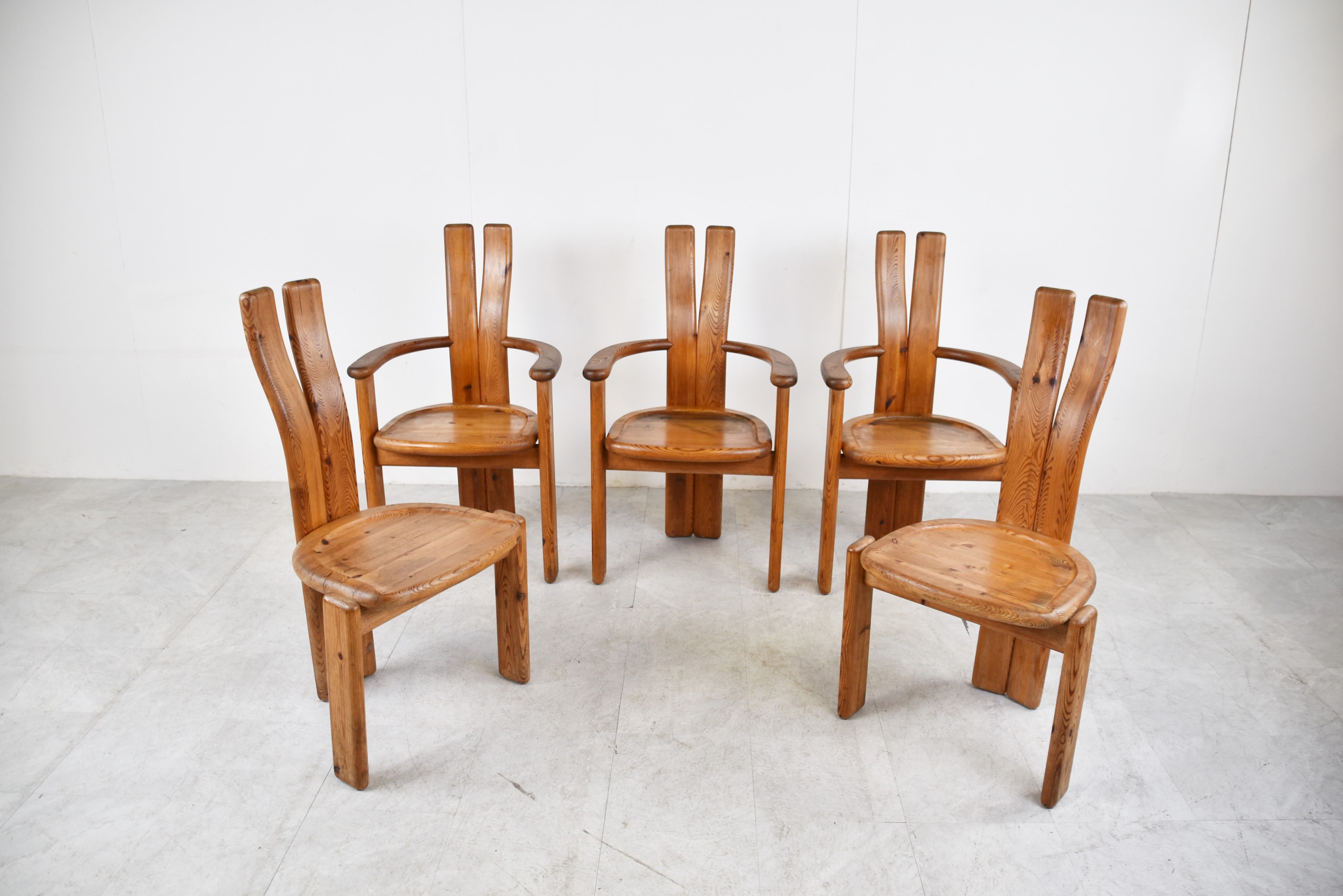 Set of 5 Brutalist dining chairs by Vamdrup Stolefabrik, 1960s