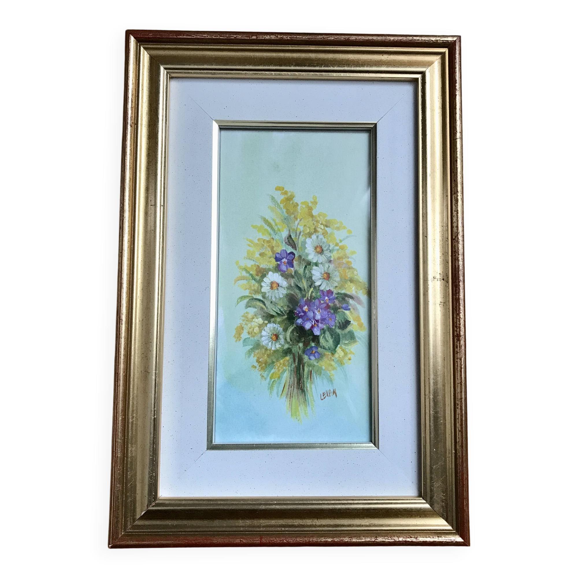 Watercolor under glass "Bouquet of Flowers", Italy