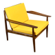 Fauteuil par Arne Vodder pour Glostrup, teck avec un revêtement en tissu jaune moutarde, années 1950.