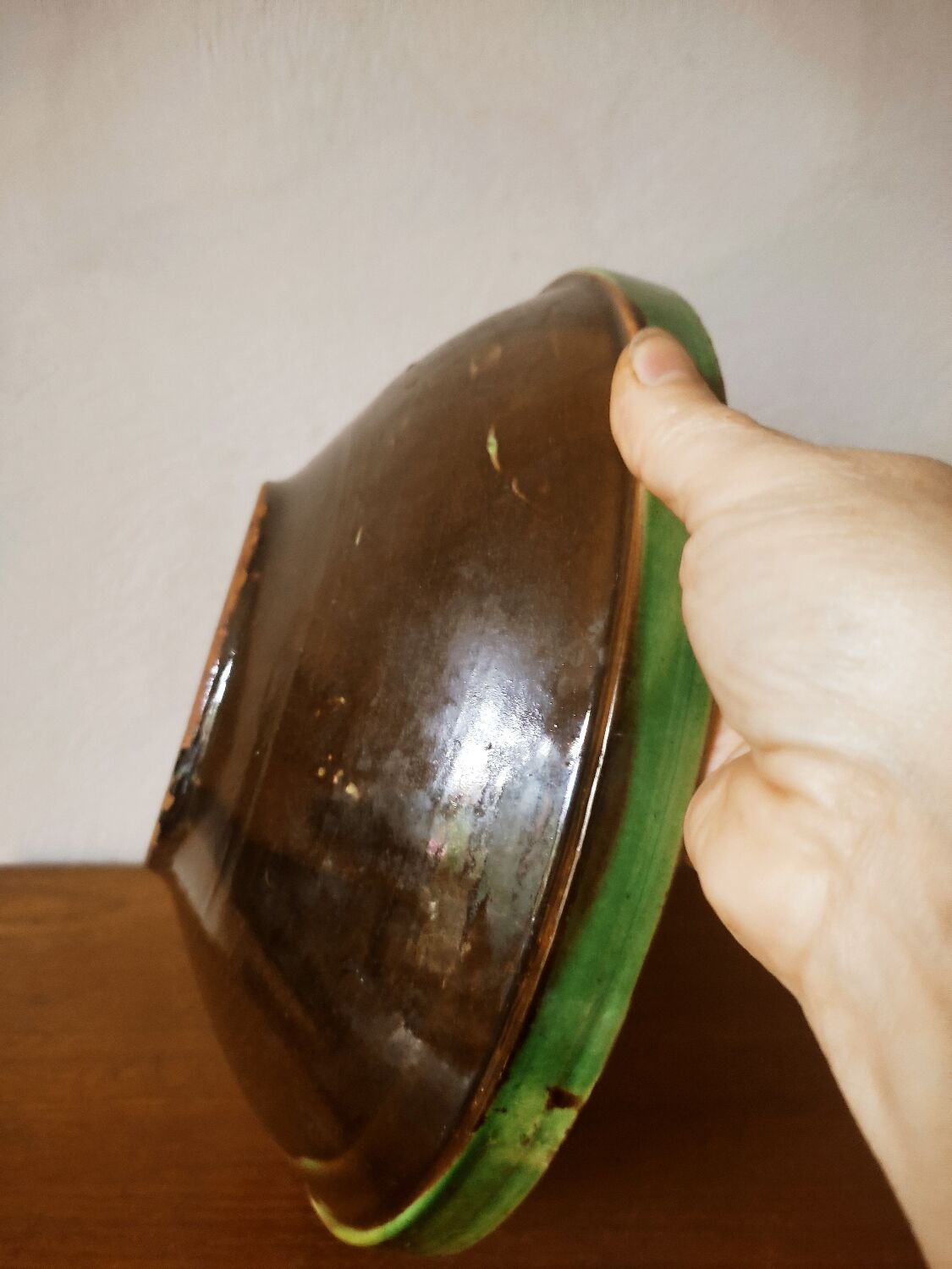 Green ceramic salad bowl