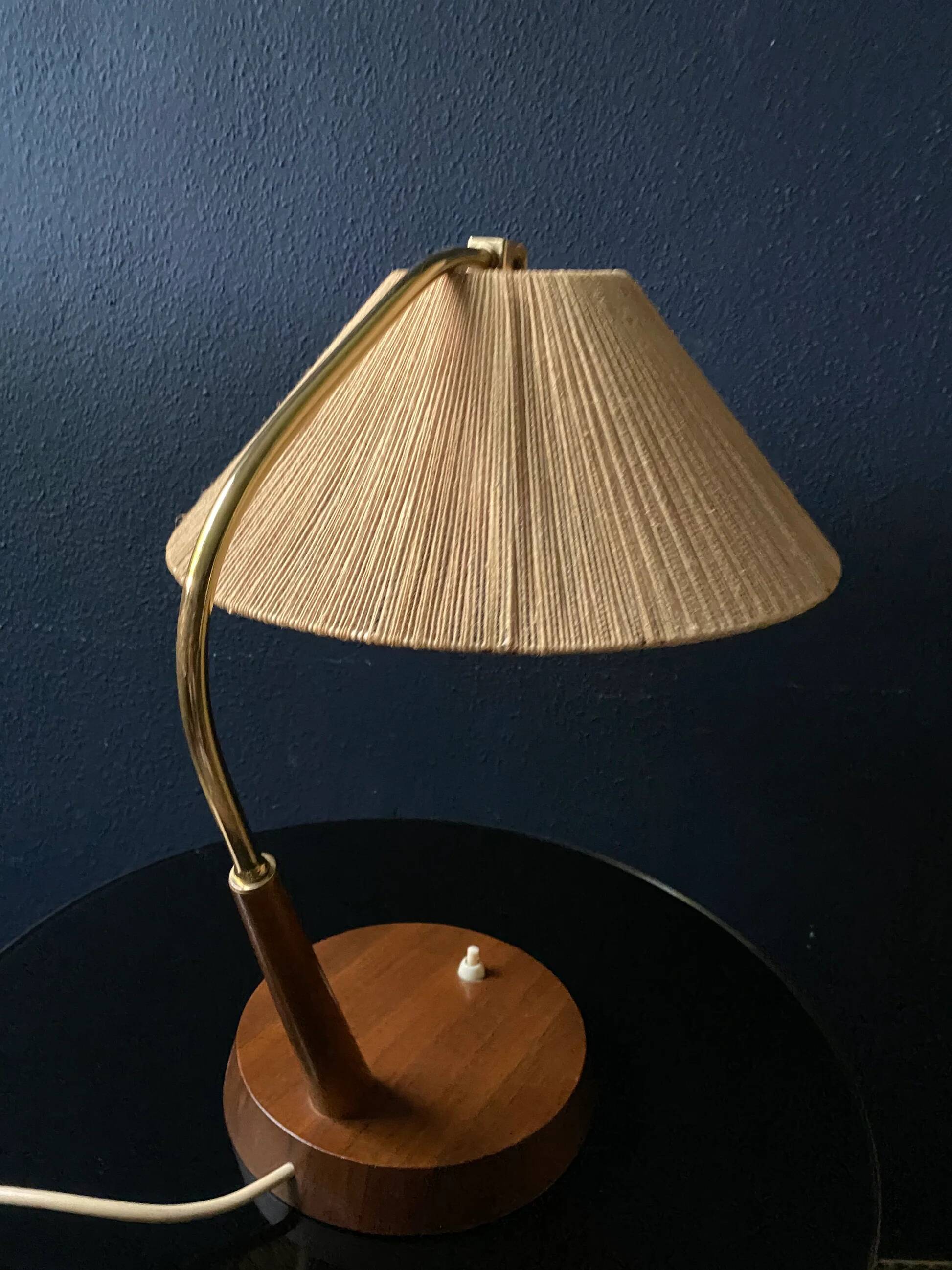 Mid-century modern Temde sisal desk lamp, Germany / Switzerland 1960s