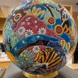 Colonial Round Vase Enamels of Longwy