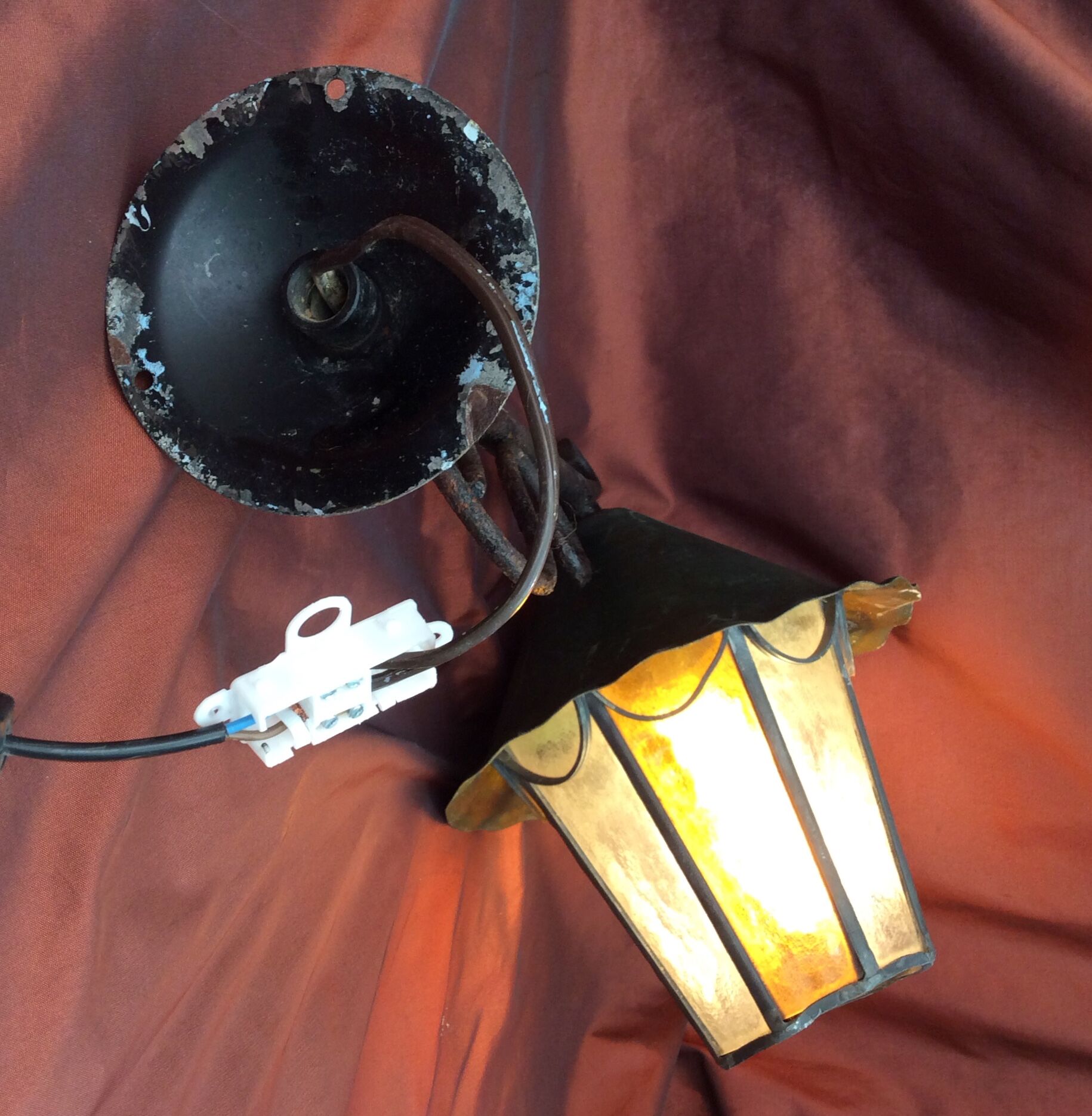 Iron exterior wall lamp