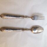 2 serving cutlery in cored silver and silver metal