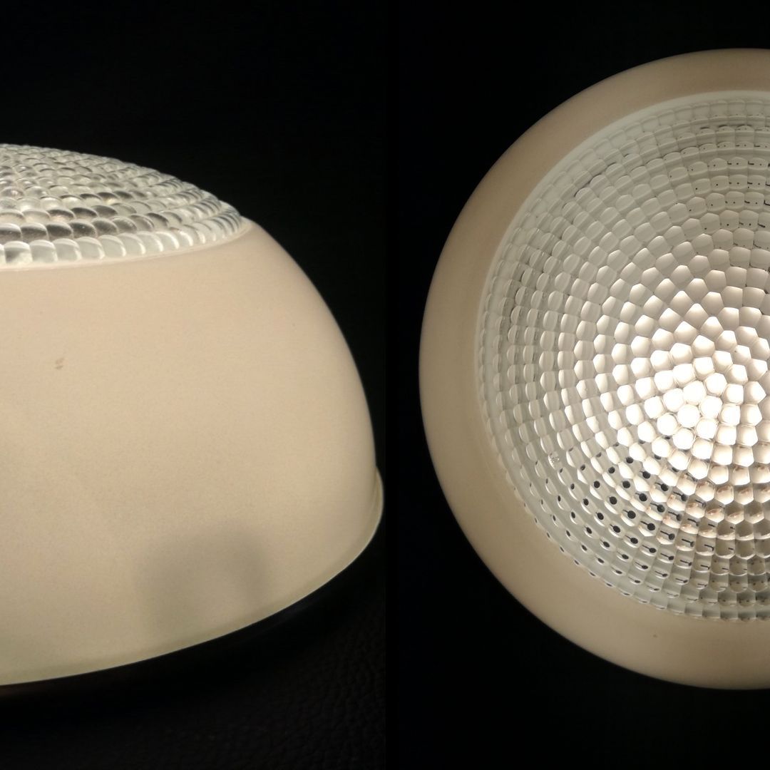 Large holophane ceiling or wall light in compressed glass