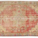 Red Oushak Vintage Carpet