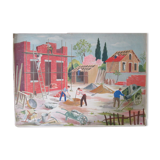 Old school pedagogical poster-the construction site