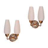 Paire d'appliques en laiton doré