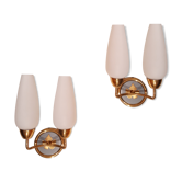 Pair of wall light in golden brass