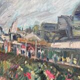 Large painting Les Halles de Paris Pierre Gogois